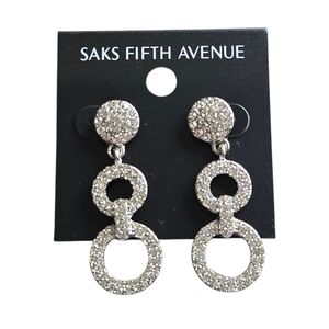 Saks Fifth Avenue Sparkling Silver Earrings For Pierced Ears